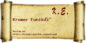 Kremer Euniké névjegykártya